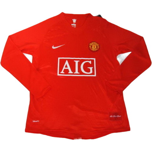 prima maglia manchester united manica lunga 2008-2009 rosso uomo