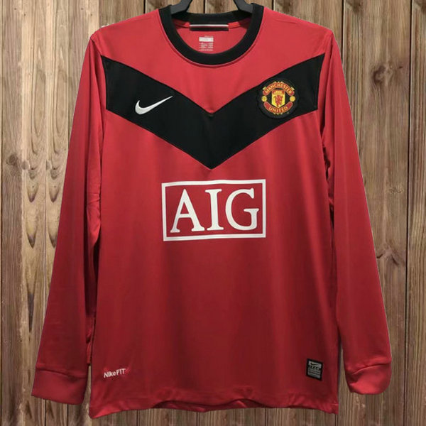 prima maglia manchester united manica lunga 2009-2010 rosso uomo