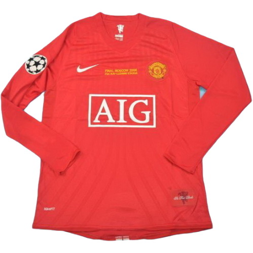 prima maglia manchester united manica lunga lega 2007-2008 rosso uomo