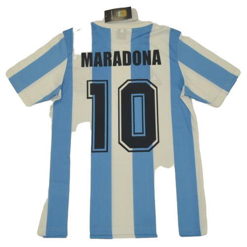 prima maglia maradona 10 argentina copa mundial 1986 blu bianco uomo