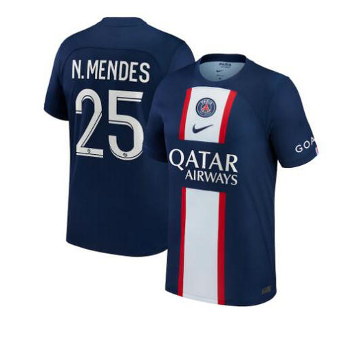 prima maglia n.mendes 25 paris saint germain 2022-2023 uomo