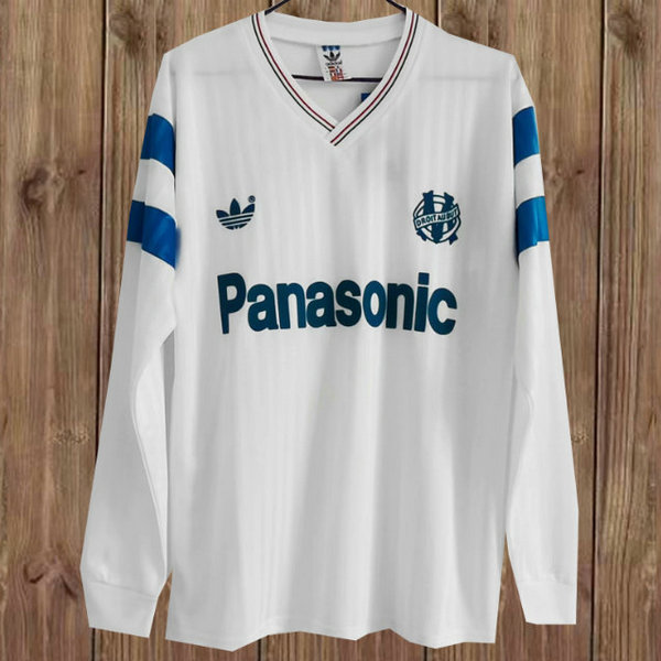 prima maglia olympique marsiglia manica lunga 1990-1991 bianco uomo