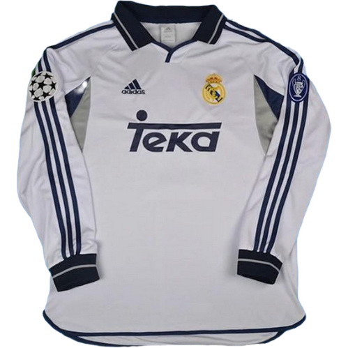 prima maglia real madrid manica lunga 2001 2002 bianco uomo