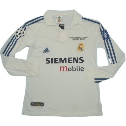 prima maglia real madrid manica lunga 2002-2003 bianco uomo