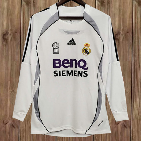 prima maglia real madrid manica lunga 2006-2007 bianco uomo