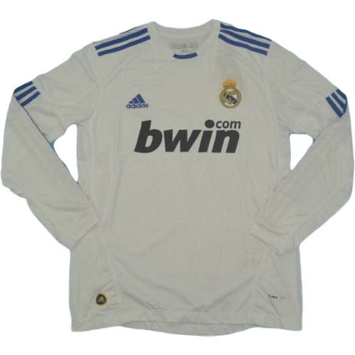 prima maglia real madrid manica lunga 2010-2011 bianco uomo