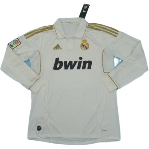 prima maglia real madrid manica lunga 2011-2012 bianco uomo