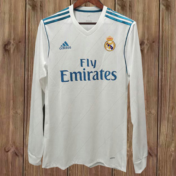 prima maglia real madrid manica lunga 2017-2018 bianco uomo