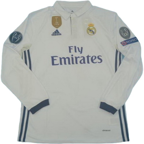 prima maglia real madrid manica lunga ucl 2016-2017 bianco uomo