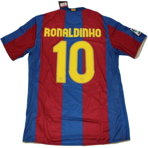 prima maglia ronaldinho 10 barcellona 2007-2008 rosso blu uomo