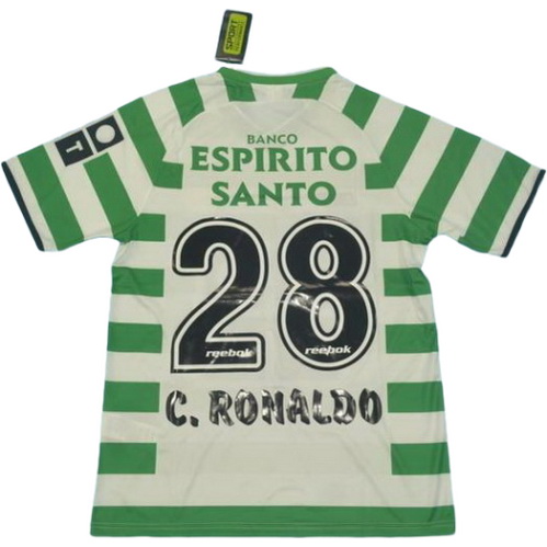 prima maglia ronaldo 28 sporting lisbona 2002-2003 verde bianco uomo