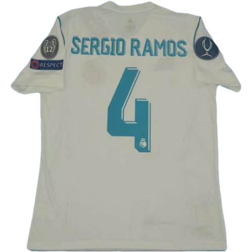 prima maglia sergio ramos 4 real madrid ucl 2017-2018 bianco uomo