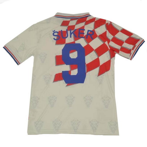 prima maglia suker 9 croazia 1998 bianco uomo