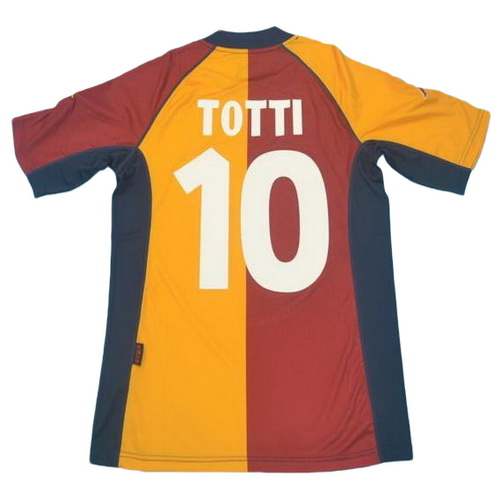 prima maglia totti 10 as roma 2001-2002 rosso giallo uomo