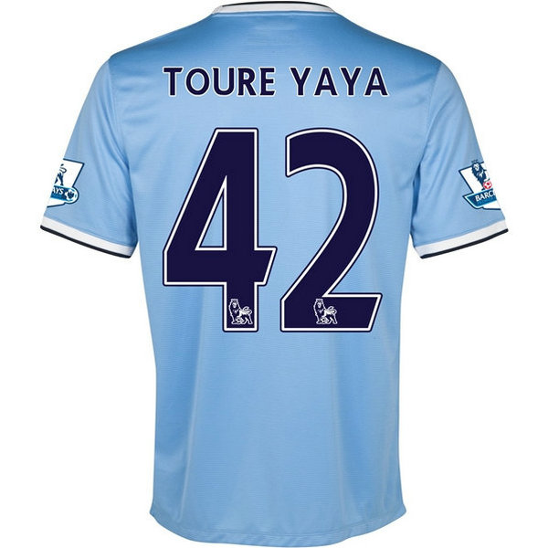 prima maglia toure yaya 42 manchester city 2013-2014 blu uomo