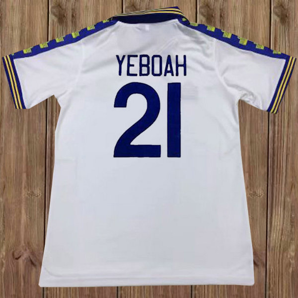 prima maglia yeboah 21 leeds united 1976-1977 bianco uomo