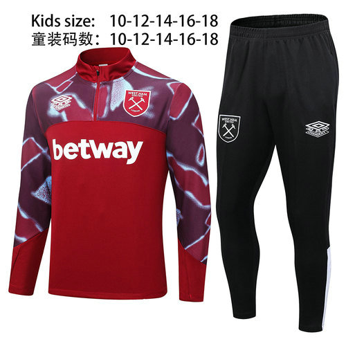 rosso giacca sportiva con zip west ham 2023-2024 bambino