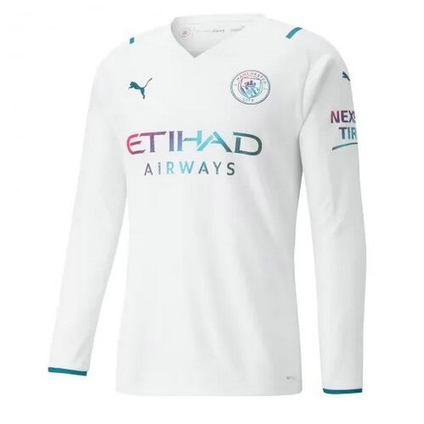 seconda divisa maglia manchester city manica lunga 2021 2022 bianco uomo