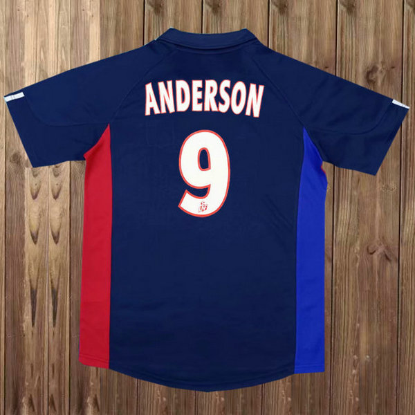 seconda maglia anderson 9 olympique lyon 2001-2002 blu uomo