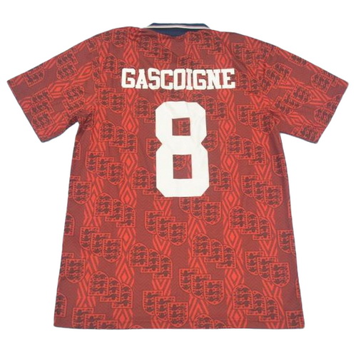 seconda maglia cascoigne 8 inghilterra 1994 rosso uomo