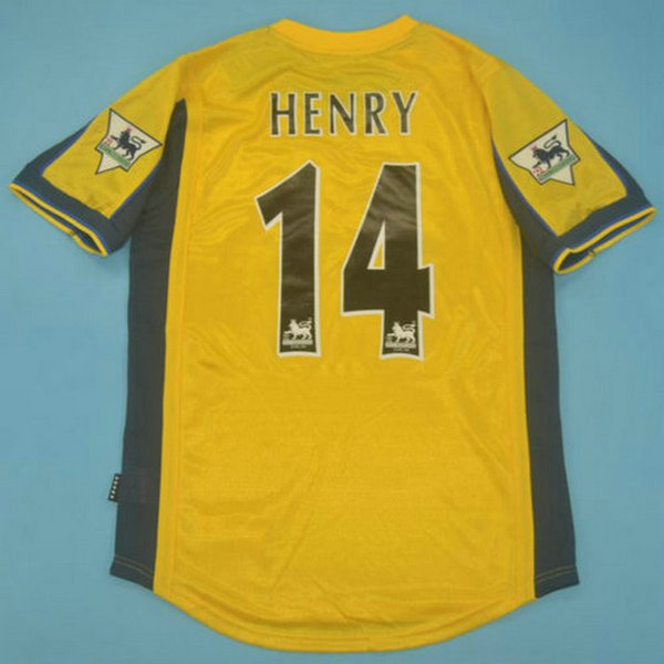 seconda maglia henry 14 arsenal 2000-2001 giallo uomo