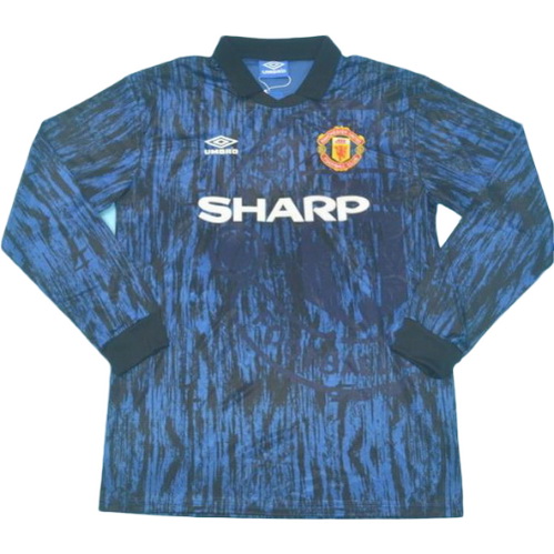 seconda maglia manchester united manica lunga 1992-1993 blu uomo