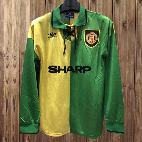 seconda maglia manchester united manica lunga 1992-1994 verde uomo