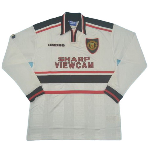 seconda maglia manchester united manica lunga 1998-1999 bianco uomo