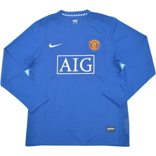 seconda maglia manchester united manica lunga 2008-2009 blu uomo