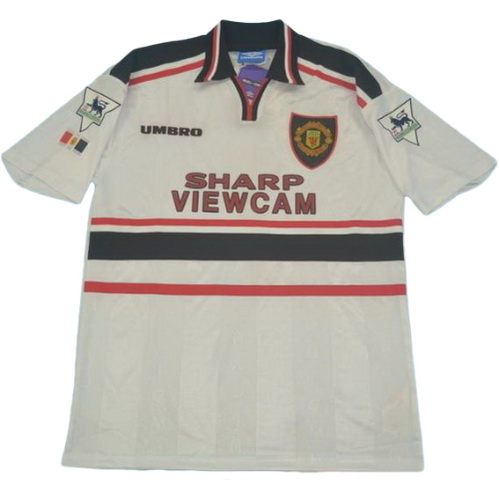 seconda maglia manchester united pl 1998-1999 bianco uomo