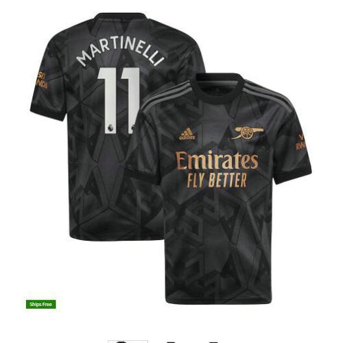 seconda maglia martinelli 11 arsenal 2022-2023 uomo