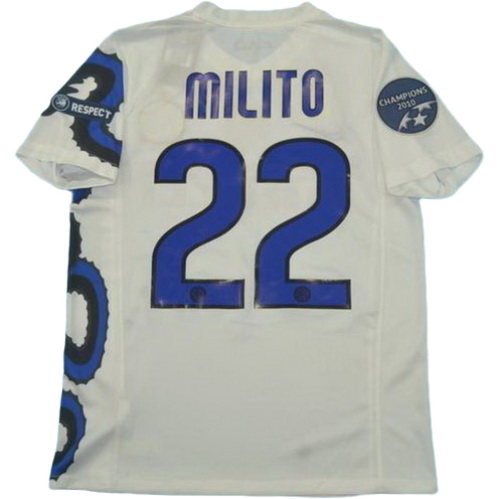 seconda maglia milito 22 inter campioni 2010 bianco uomo