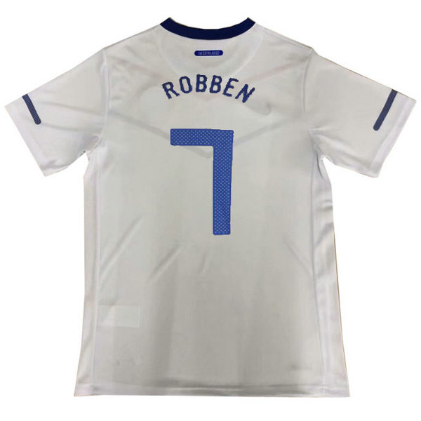 seconda maglia robben 7 olanda 2010 bianco uomo