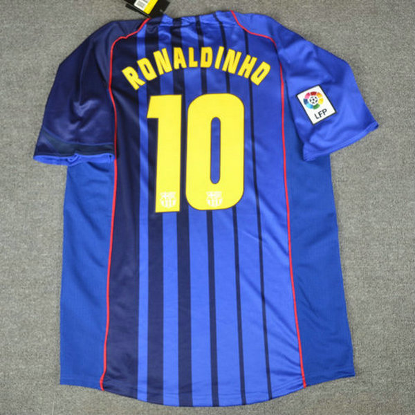 seconda maglia ronaldinho 10 barcellona 2004-2005 blu uomo