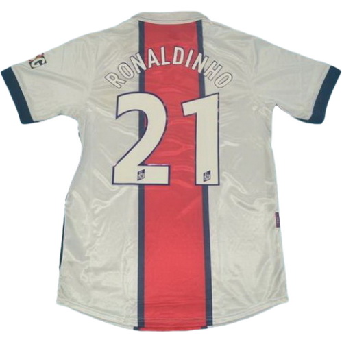 seconda maglia ronaldinho 21 psg 1998-1999 bianco uomo