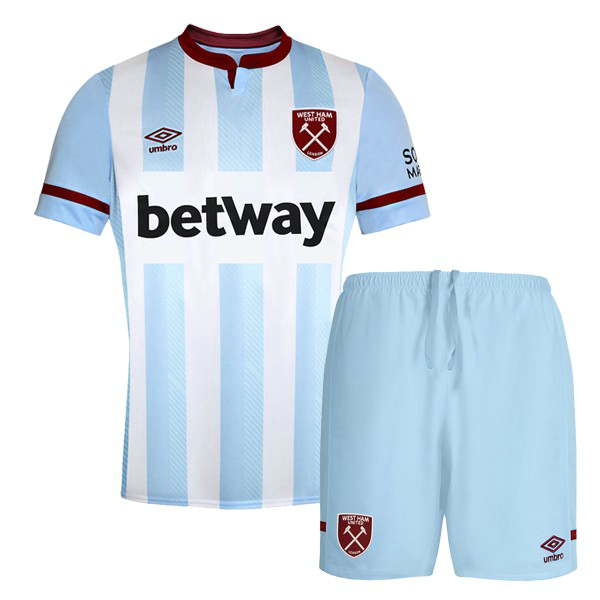 seconda maglia west ham 2021 2022 bianco blu bambino