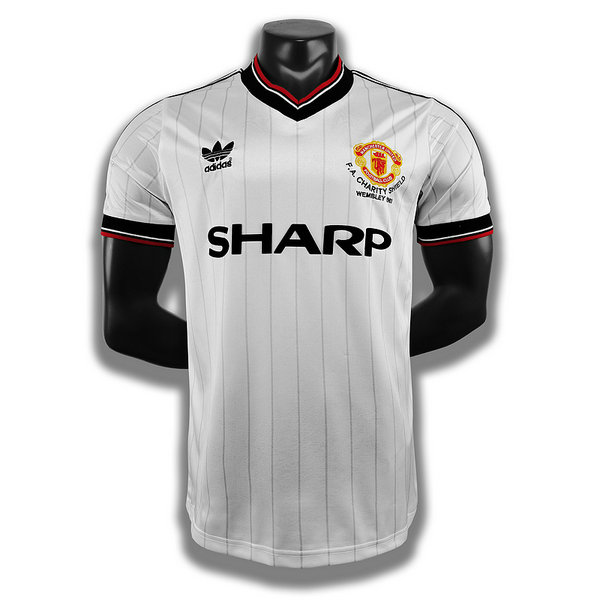 seconda player maglia manchester united 1983 bianco uomo