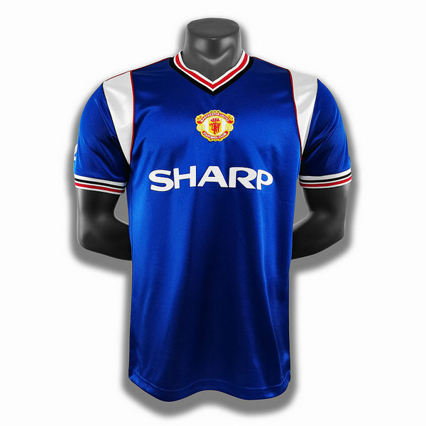 seconda player maglia manchester united 1985-86 blu uomo