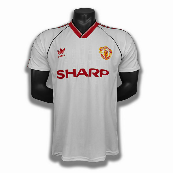 seconda player maglia manchester united 1988 bianco uomo