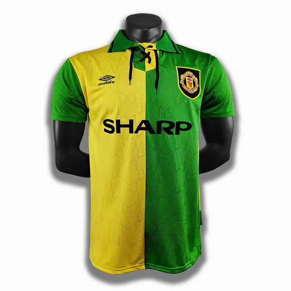 seconda player maglia manchester united 1992-93 giallo verde uomo