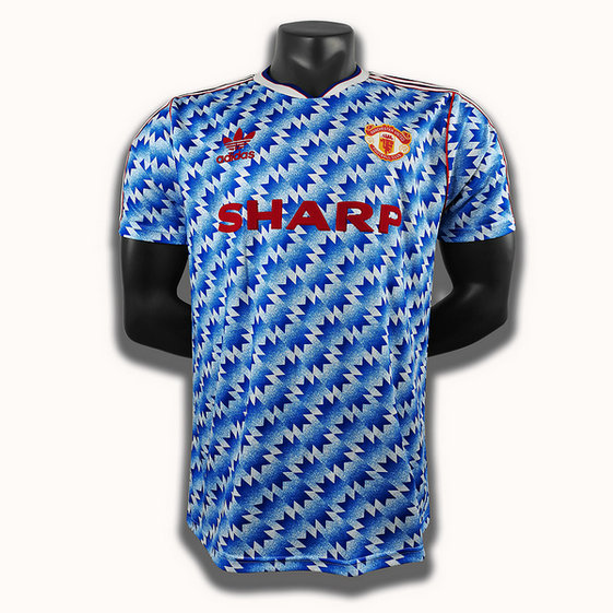 seconda player maglia manchester united 1992 blu uomo