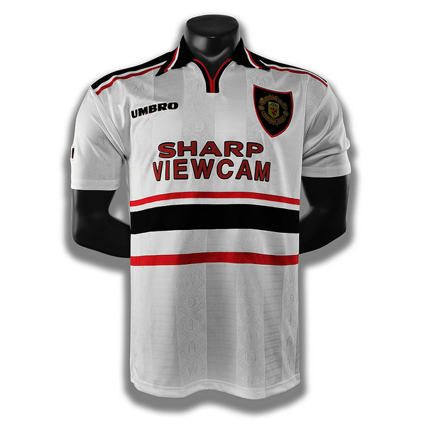 seconda player maglia manchester united 1999 bianco uomo