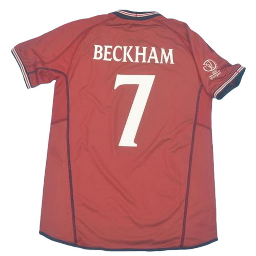 terza maglia beckham 7 inghilterra 2002 rosso uomo