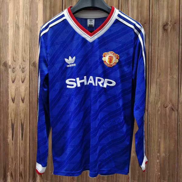 terza maglia manchester united manica lunga 1986-1988 blu uomo