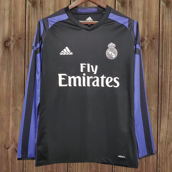 terza maglia real madrid manica lunga 2016-2017 nero uomo