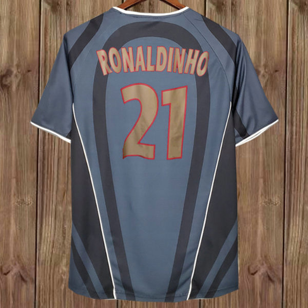 terza maglia ronaldinho 21 psg 2001-2002 grigio uomo