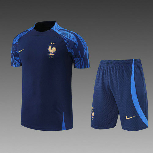 training pantaloncini + maniche corte francia blu 2022-2023 uomo