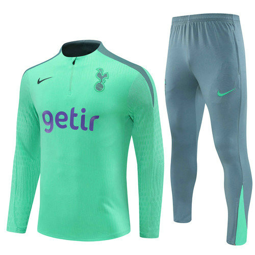 tuta sportiva mezza cerniera tottenham hotspur completo 2024-2025 verde chiaro uomo