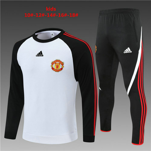 tuta sportiva round neck manchester united 2022-2023 bianco bambino