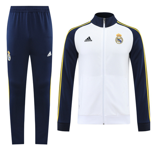 tuta sportiva scollo alto con zip intera real madrid bianco 2022-2023 uomo